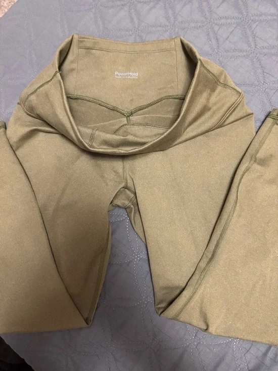 NEW W/O tags Fabletics Olive Green Active Leggings with Strappy Waist Detail - Picture 2 of 2